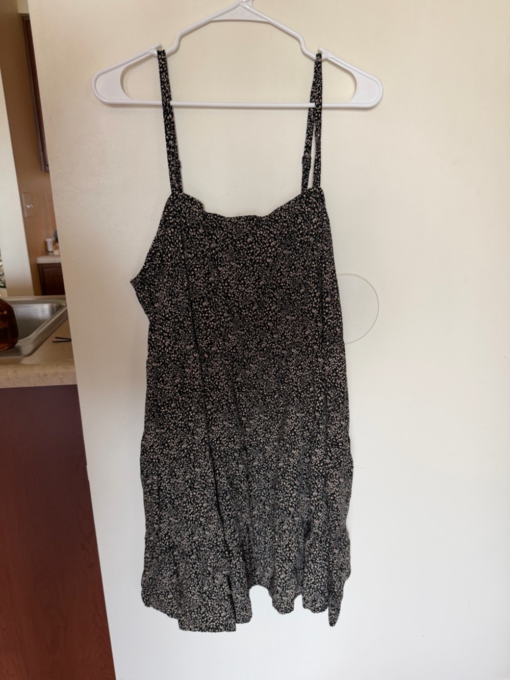 Old Navy Black and White Floral Print Spaghetti Strap Dress